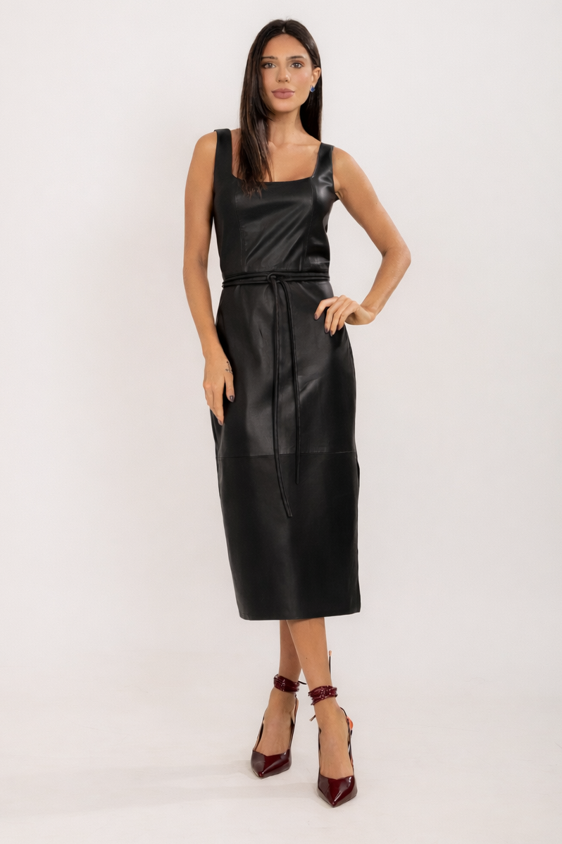 VESTIDO MIDI TUBO COM FAIXA PRETO