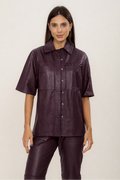 Camisa Couro Longa Berinjela
