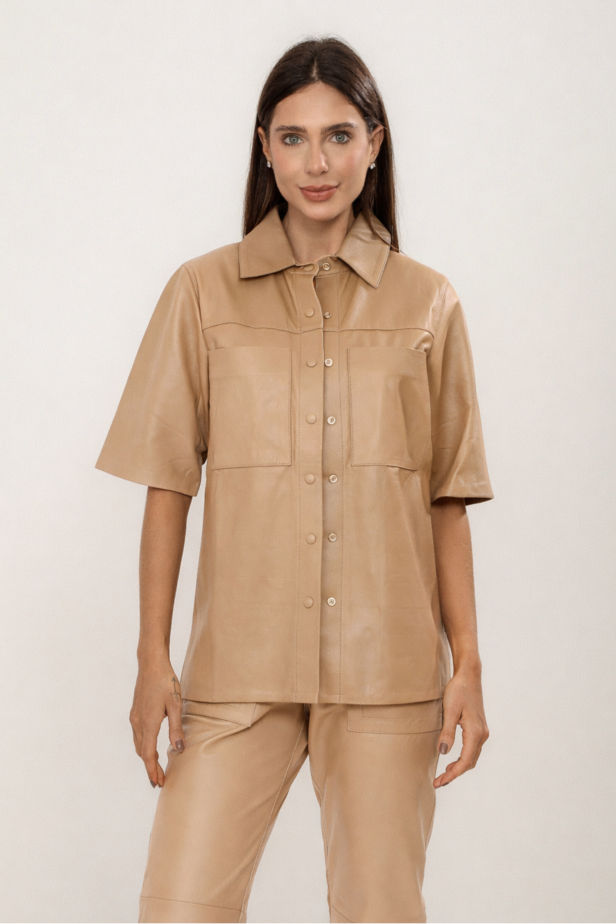 Camisa Couro Longa Avelã