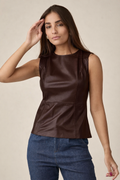 Blusa Regata Couro Marrom Café