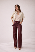 Calça Reta Faixa Marsala