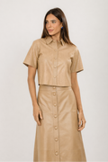 CAMISA CROPPED FURADINHA BEGE