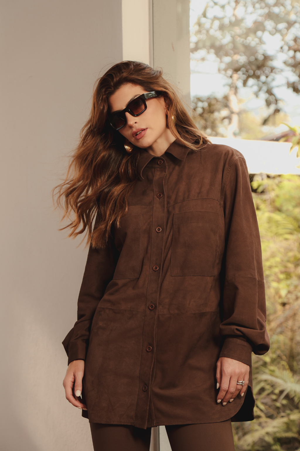 Camisa over chamois Marrom Café