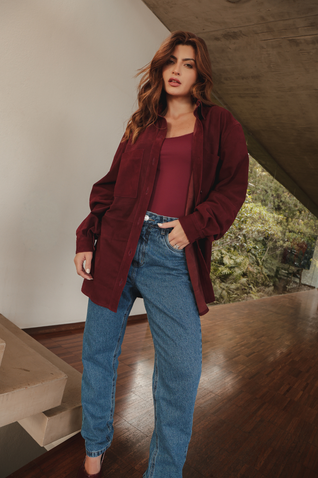 Camisa over chamois Marsala