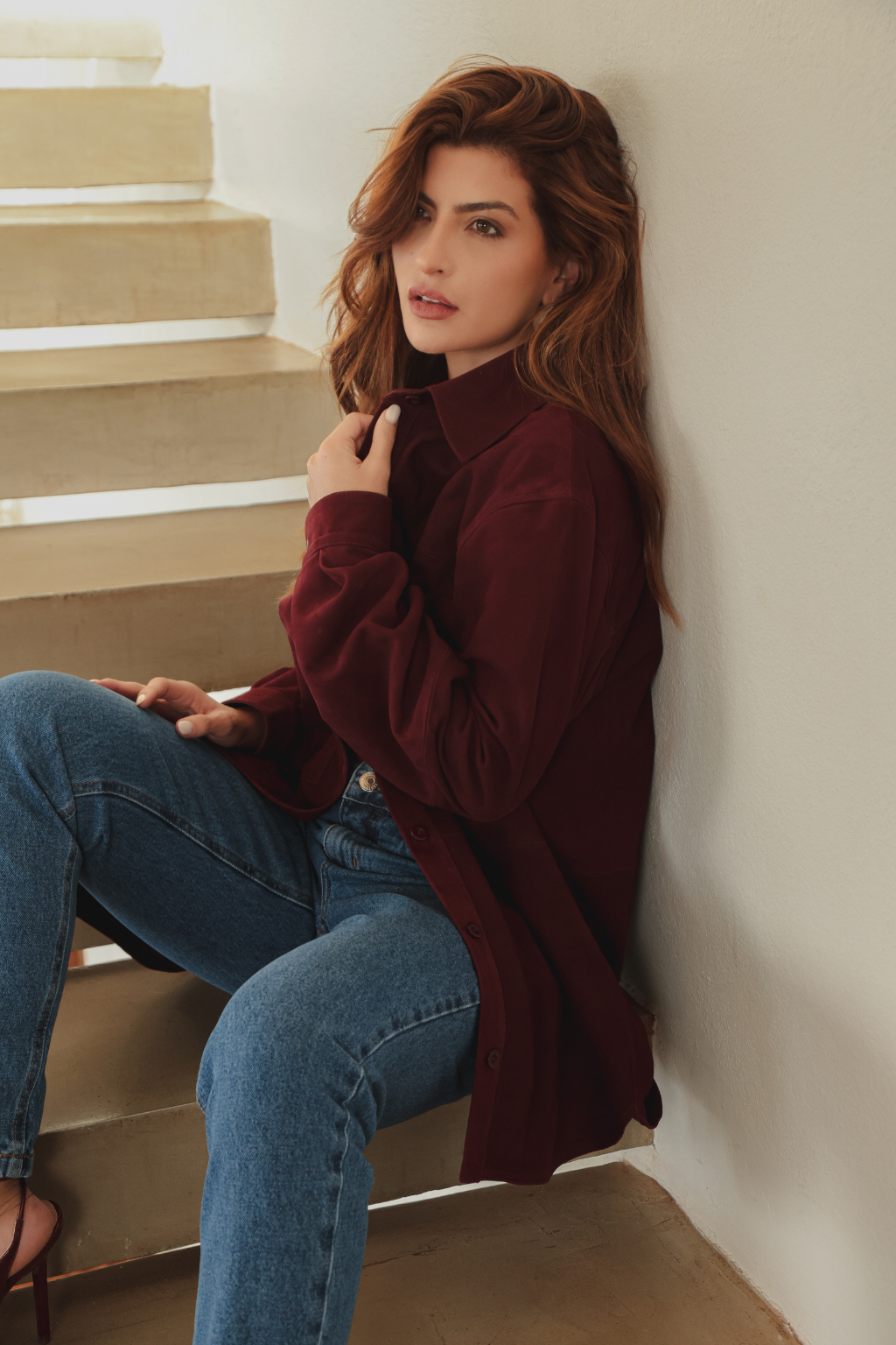 Camisa over chamois Marsala