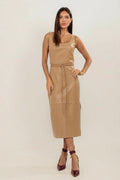VESTIDO MIDI TUBO COM FAIXA AVELÃ