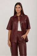 Camisa Couro Longa Marsala
