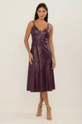 VESTIDO MIDI RECORTE BERINJELA
