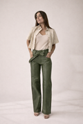 Calça Reta Faixa Verde Militar