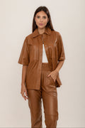 Camisa Couro Longa Caramelo