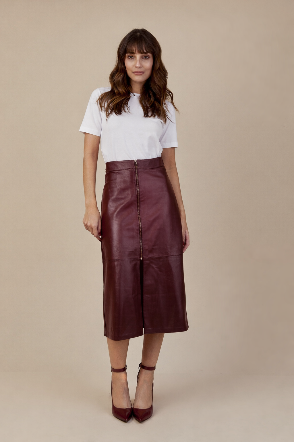 SAIA MIDI ZÍPER MARSALA