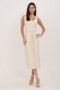 VESTIDO MIDI TUBO COM FAIXA OFF