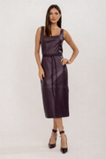 VESTIDO MIDI TUBO COM FAIXA BERINJELA