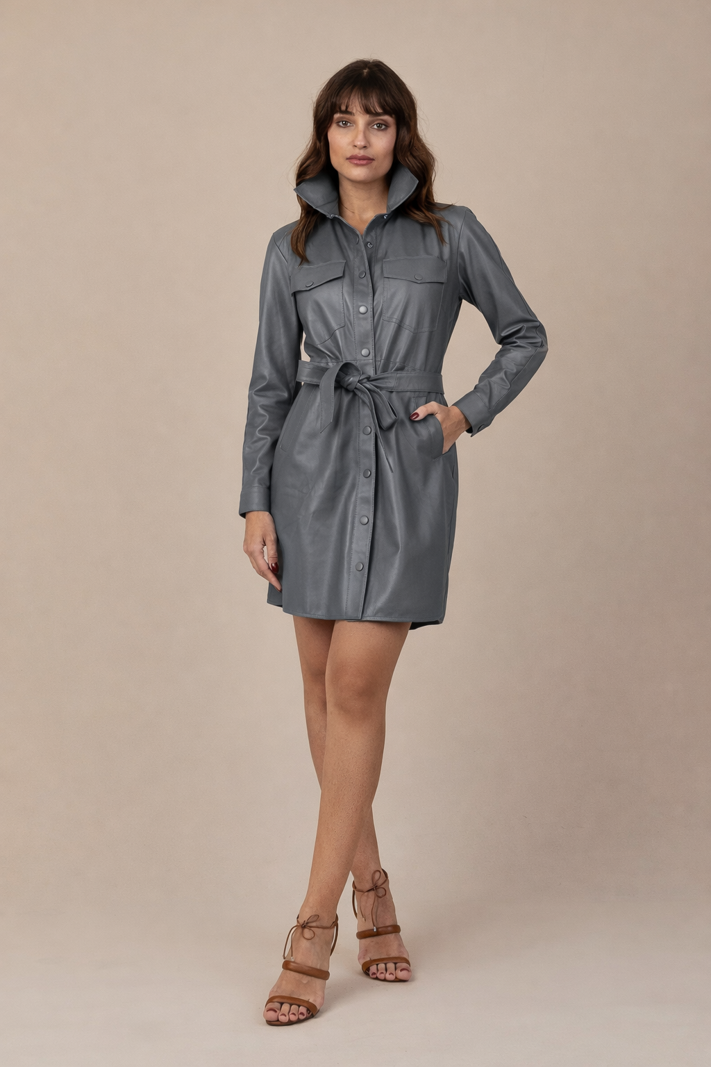 VESTIDO CHEMISE CINZA
