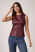 Blusa Regata Couro Marsala