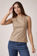 Blusa Regata Couro Avelã