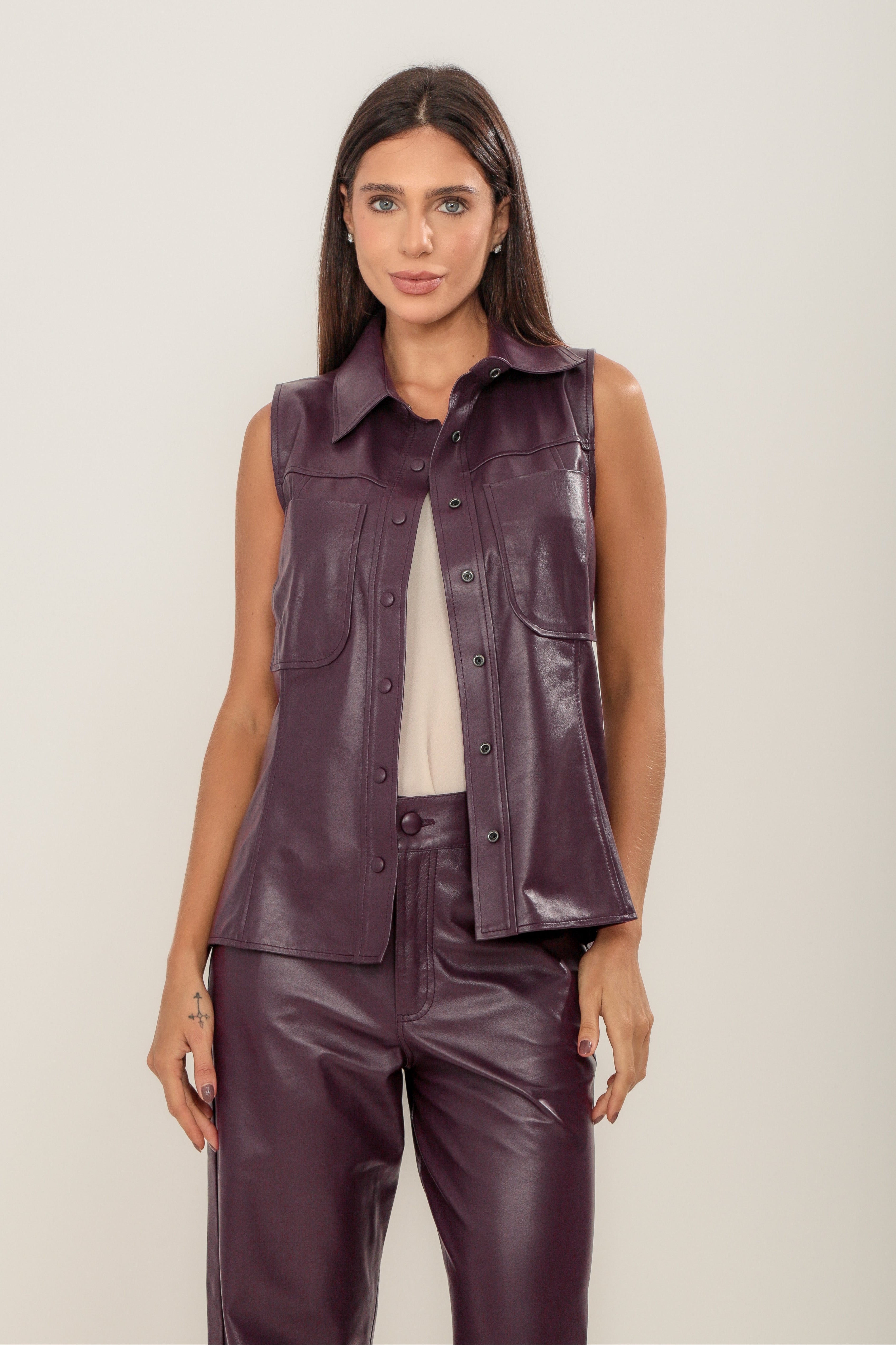 COLETE COURO CORDÃO BERINJELA