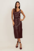 VESTIDO MIDI TUBO COM FAIXA MARSALA