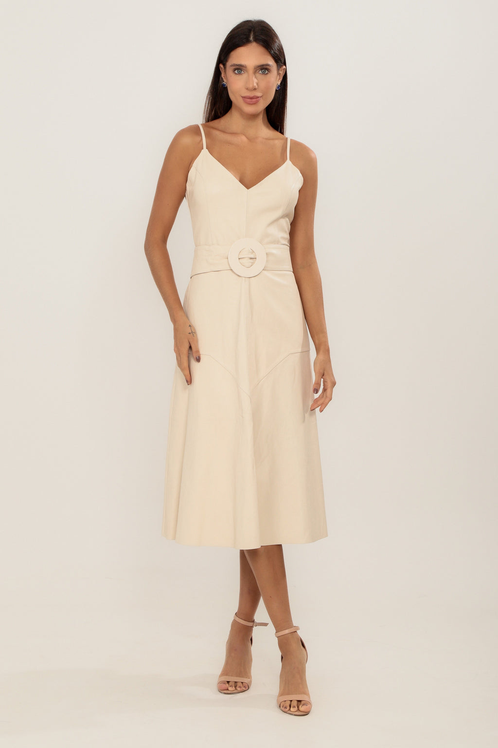 VESTIDO MIDI RECORTE OFF