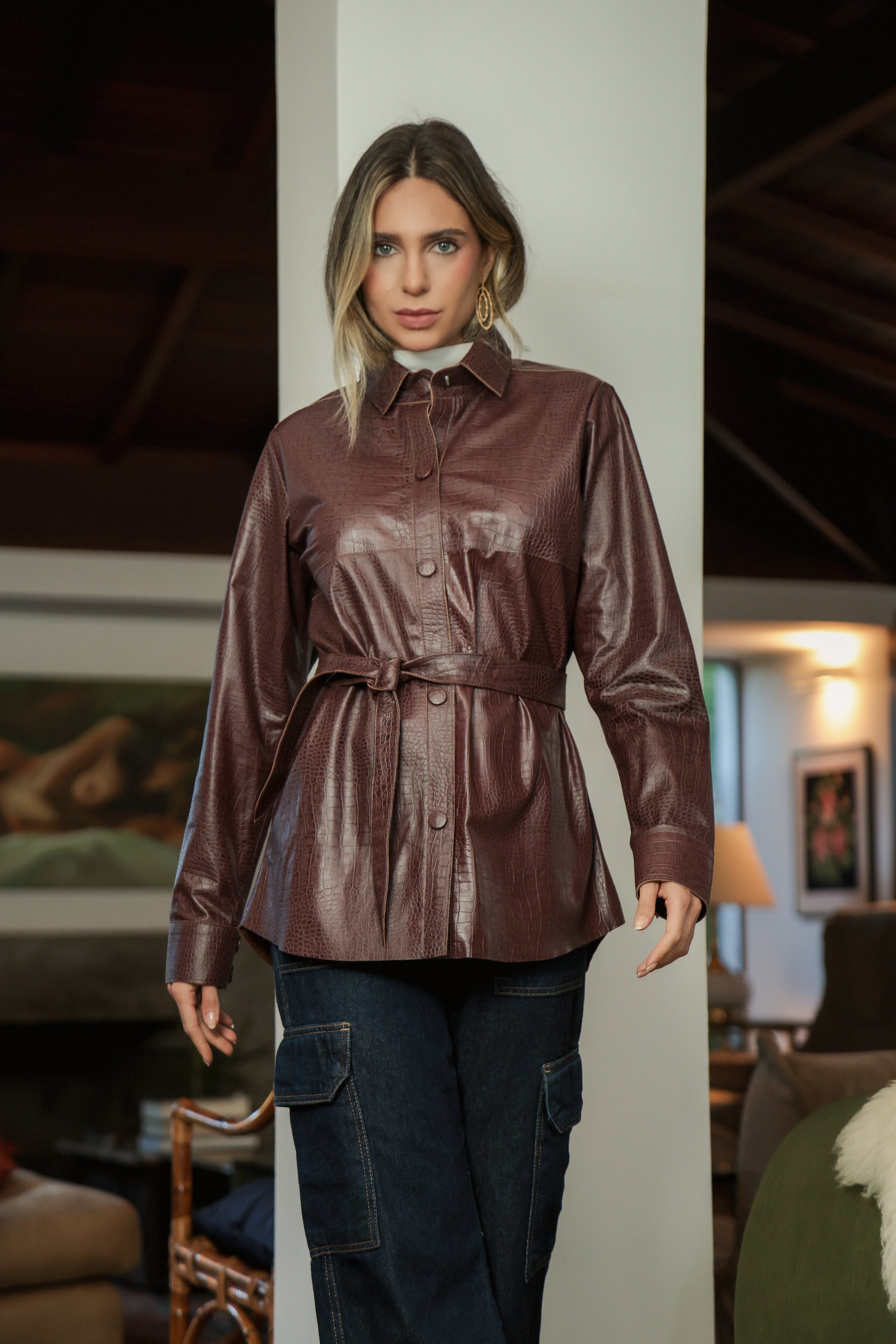 Camisa over croco com faixa Rum