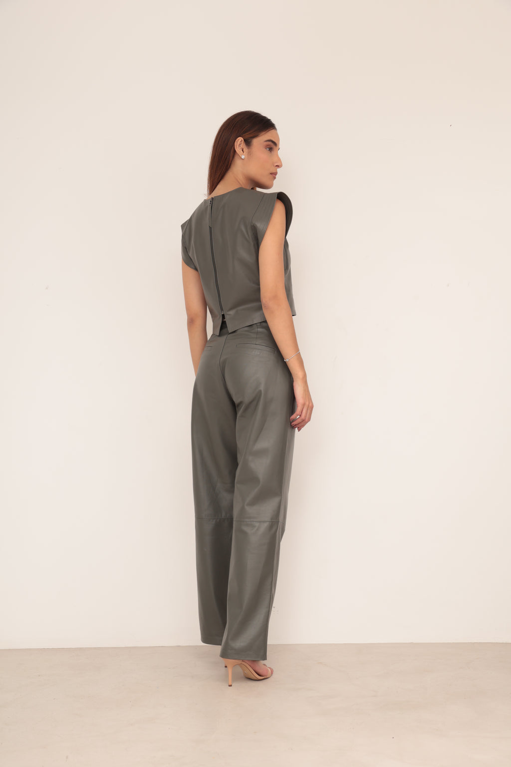 Blusa Couro Estruturada - Militar