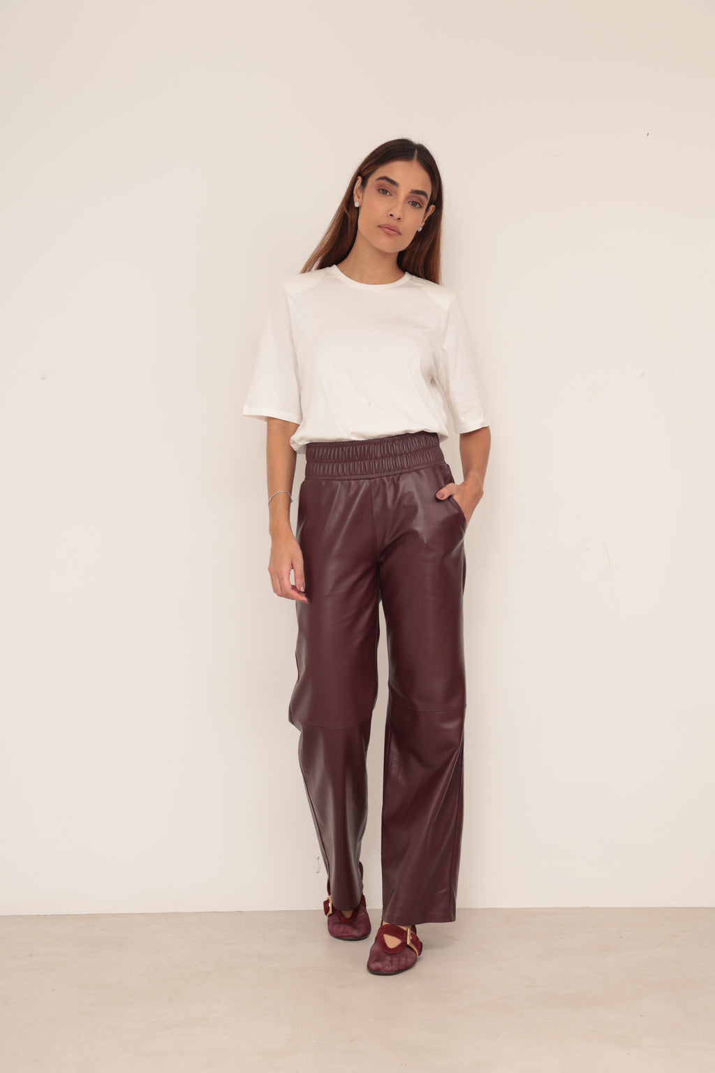 Calça Elástico Reta Marsala