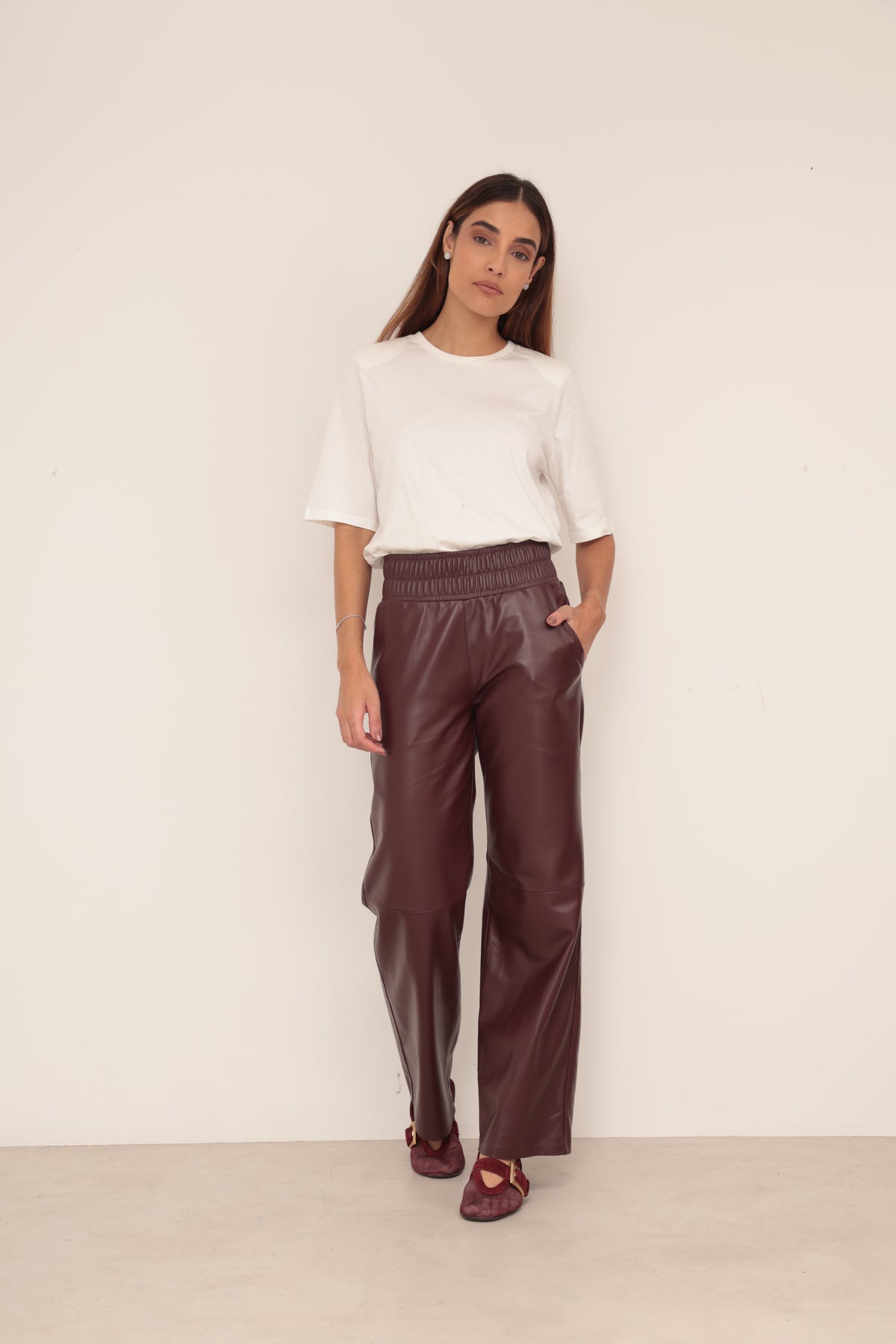 Calça Elástico Reta Marsala