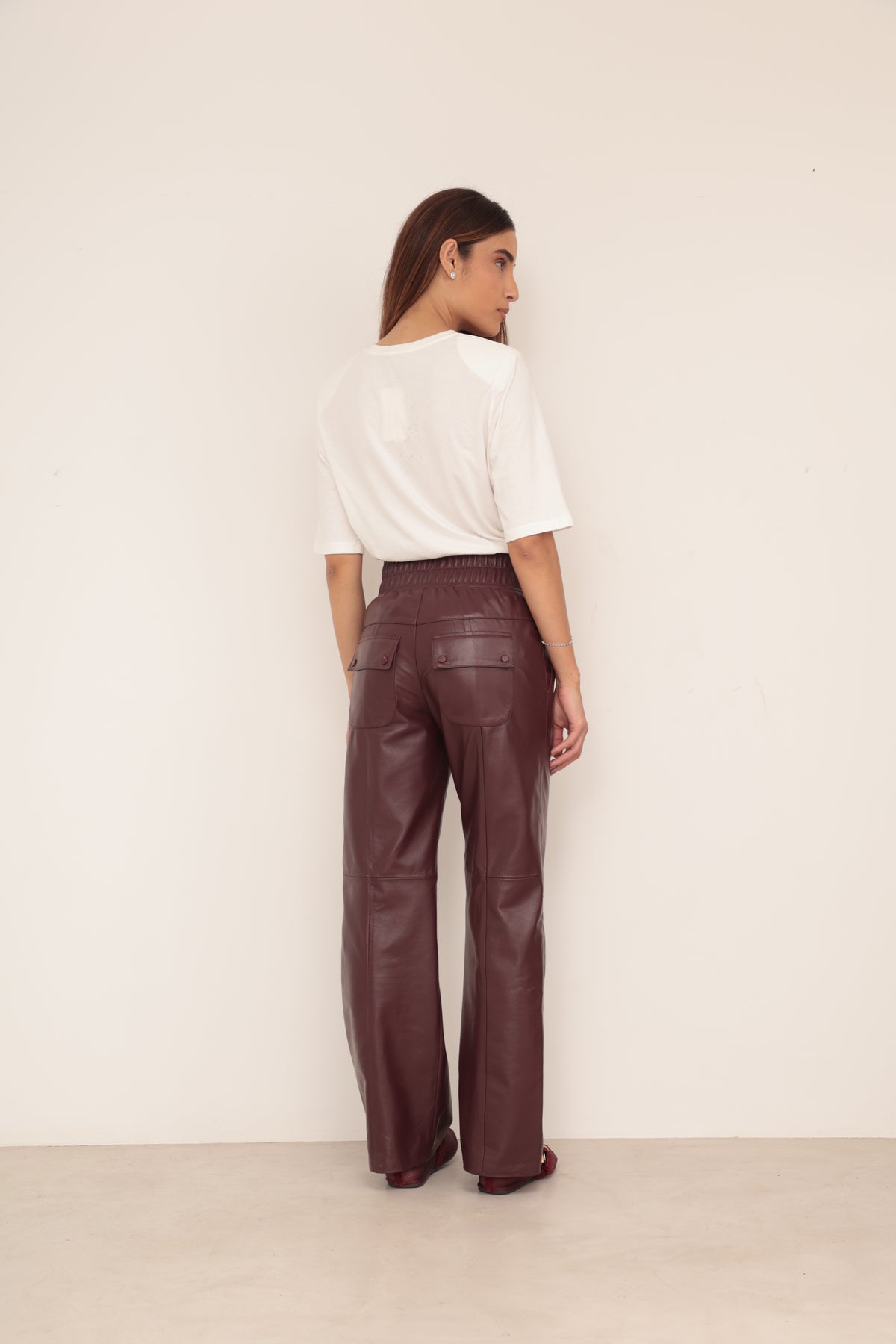 Calça Elástico Reta Marsala