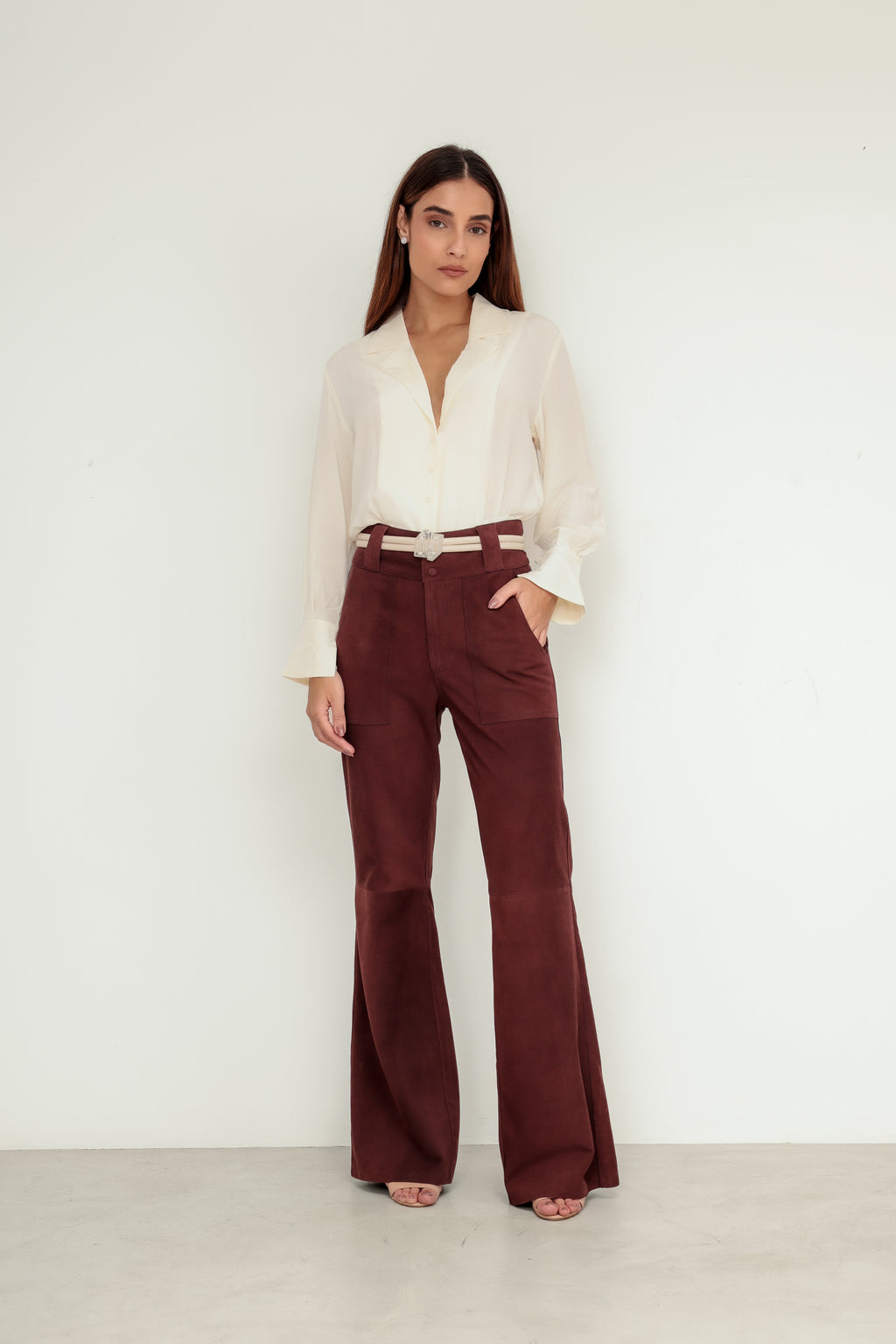 Calça Pantalona Chamois Marrom