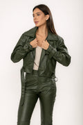 JAQUETA DE COURO FIVELA VERDE MILITAR