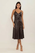 VESTIDO MIDI RECORTE MARROM CAFÉ