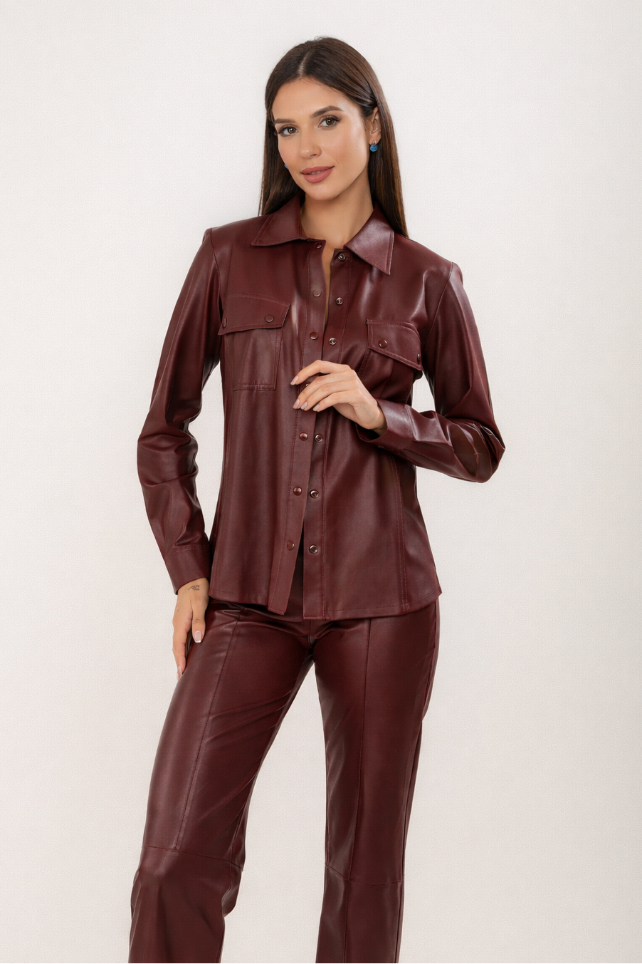 CAMISA BOTÃO MARSALA