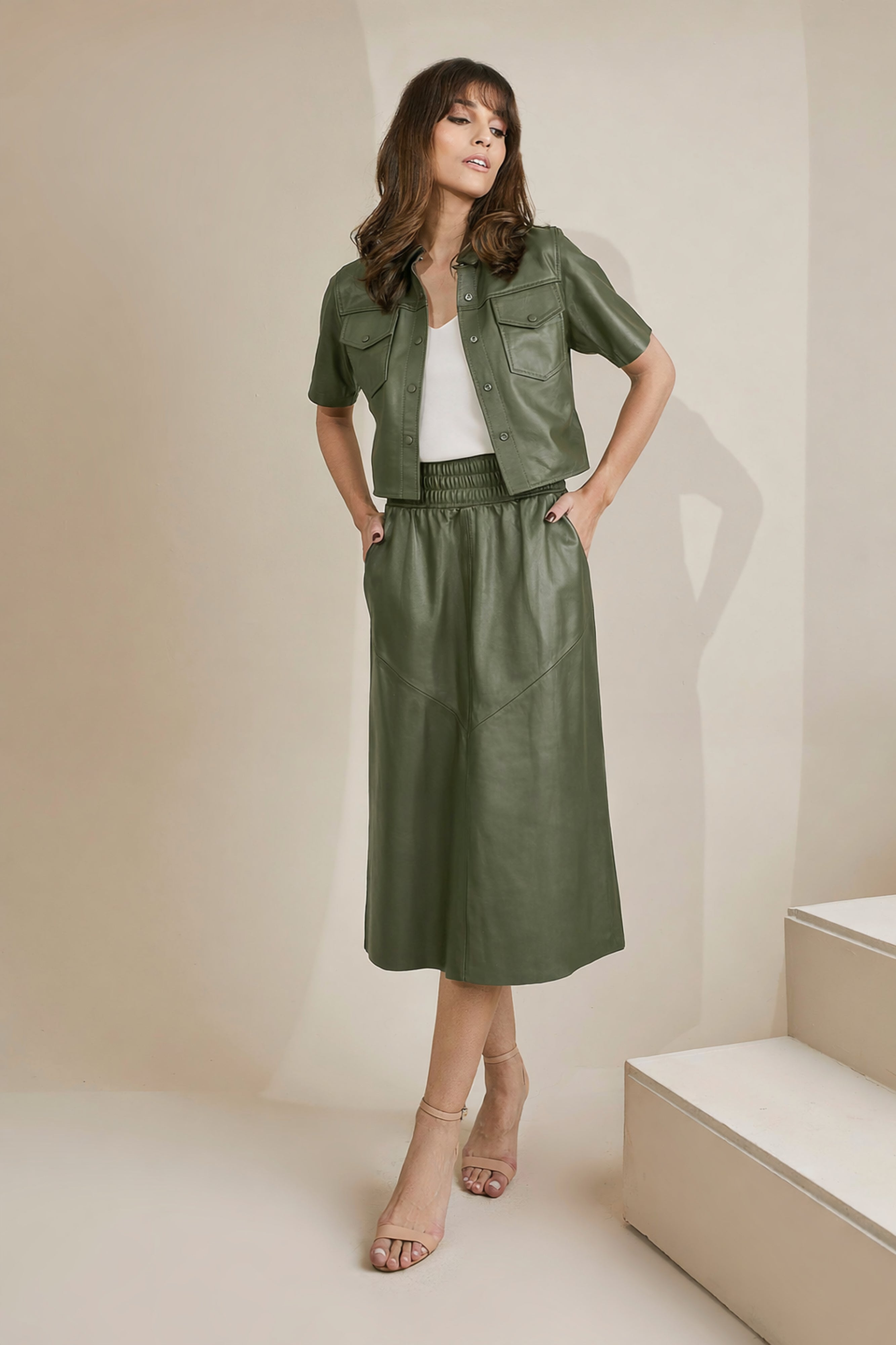 SAIA MIDI ELÁSTICO VERDE MILITAR