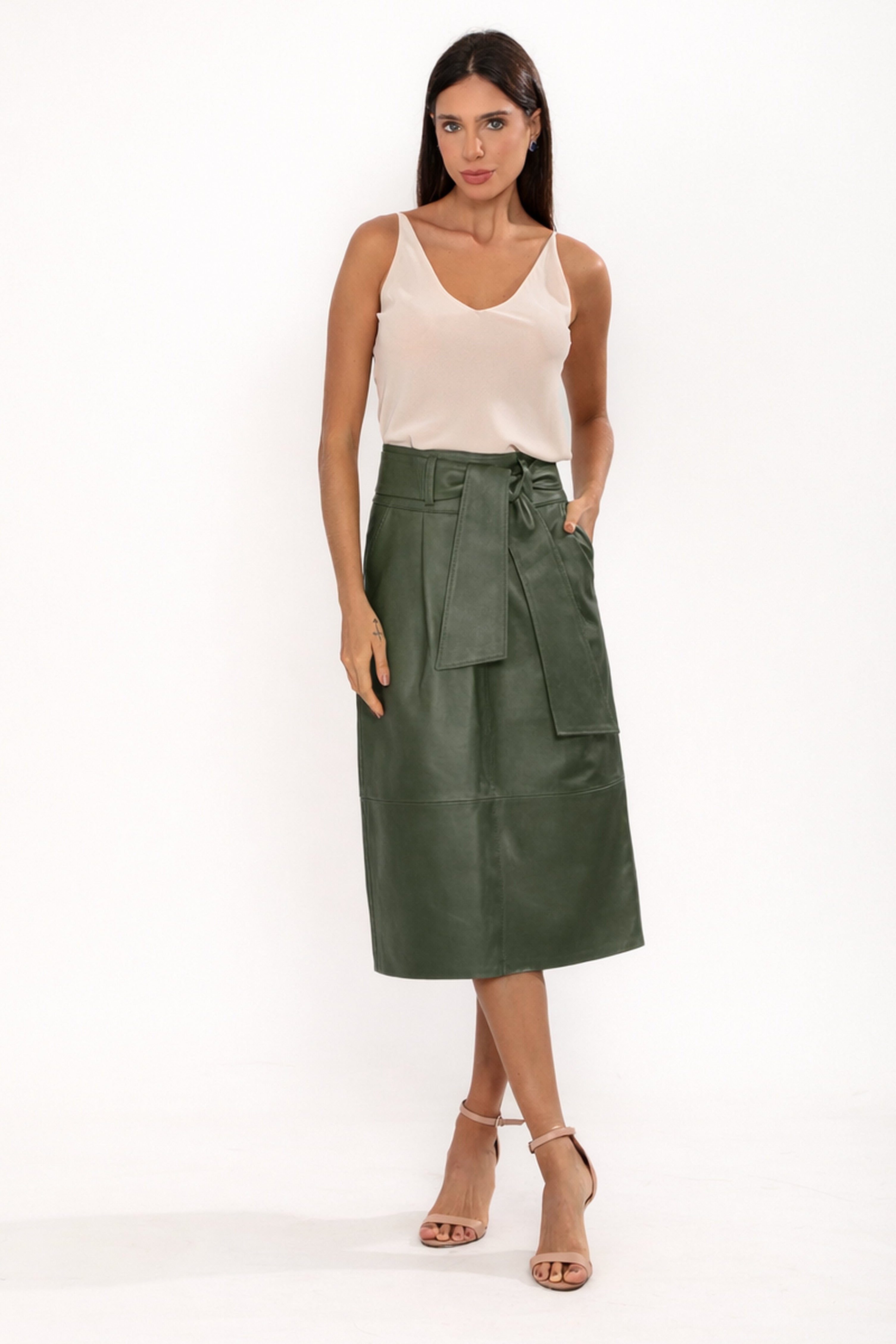 SAIA MIDI FAIXA VERDE MILITAR