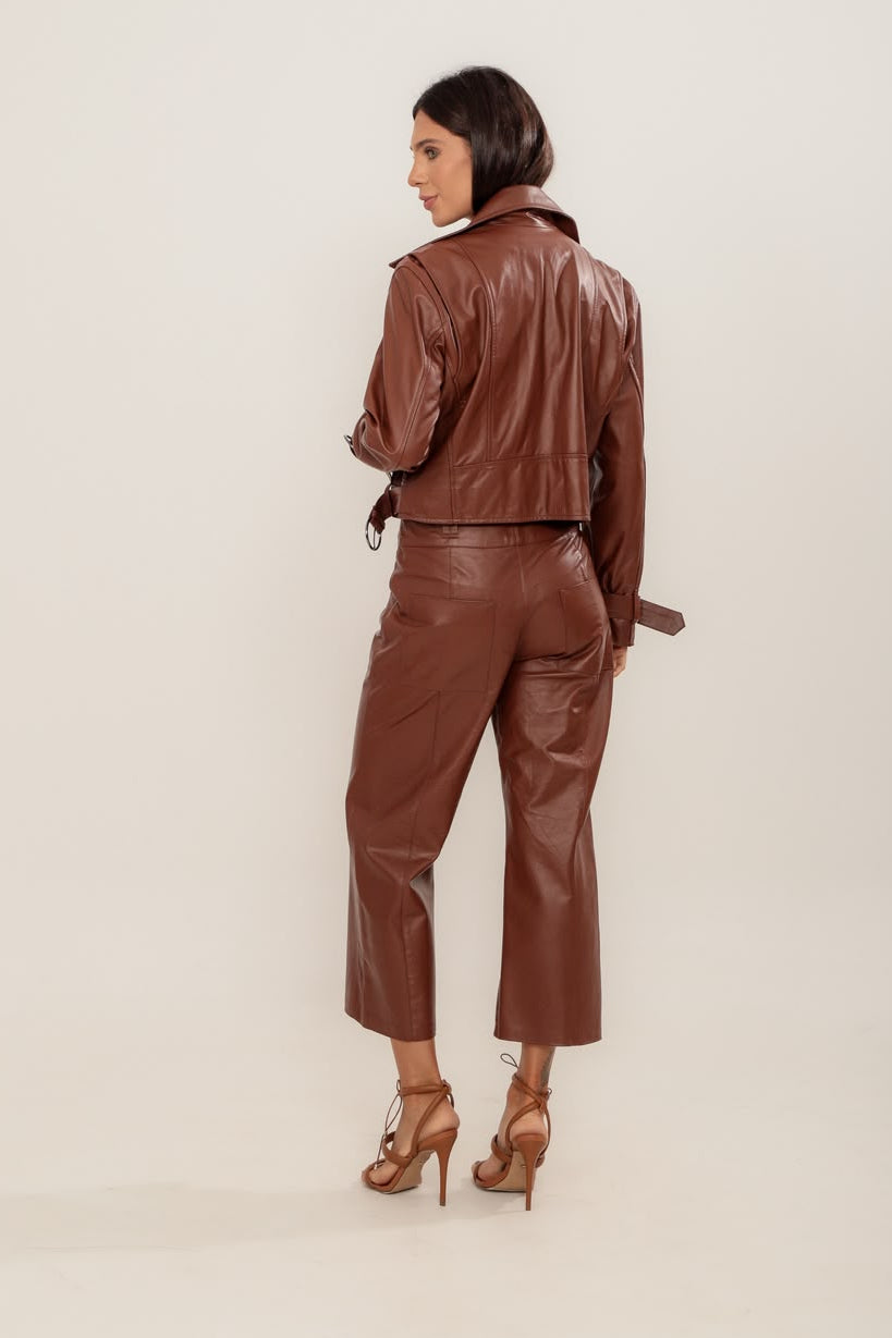 CALÇA PANTACOURT FAIXA MARROM CHOCOLATE