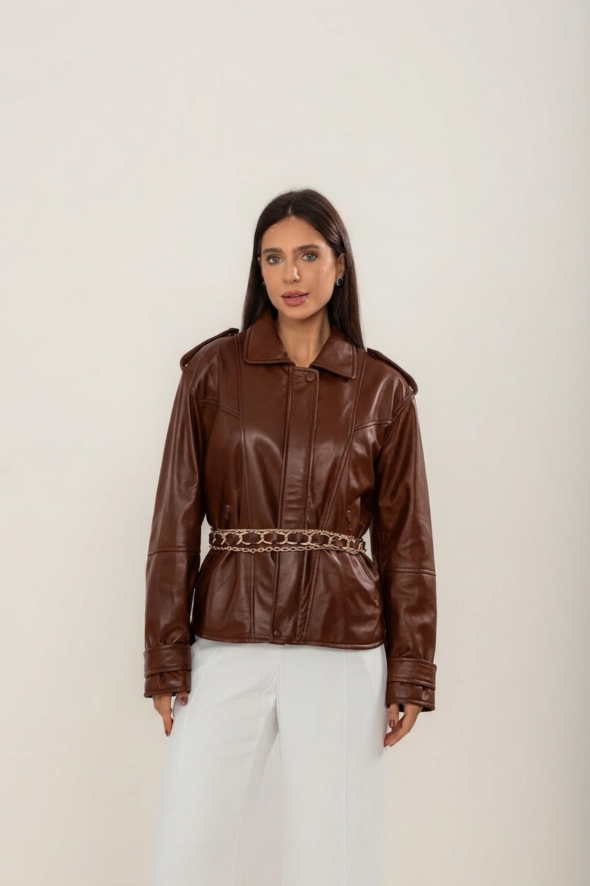 JAQUETA OVER ALEXIA 2 MARROM CHOCOLATE
