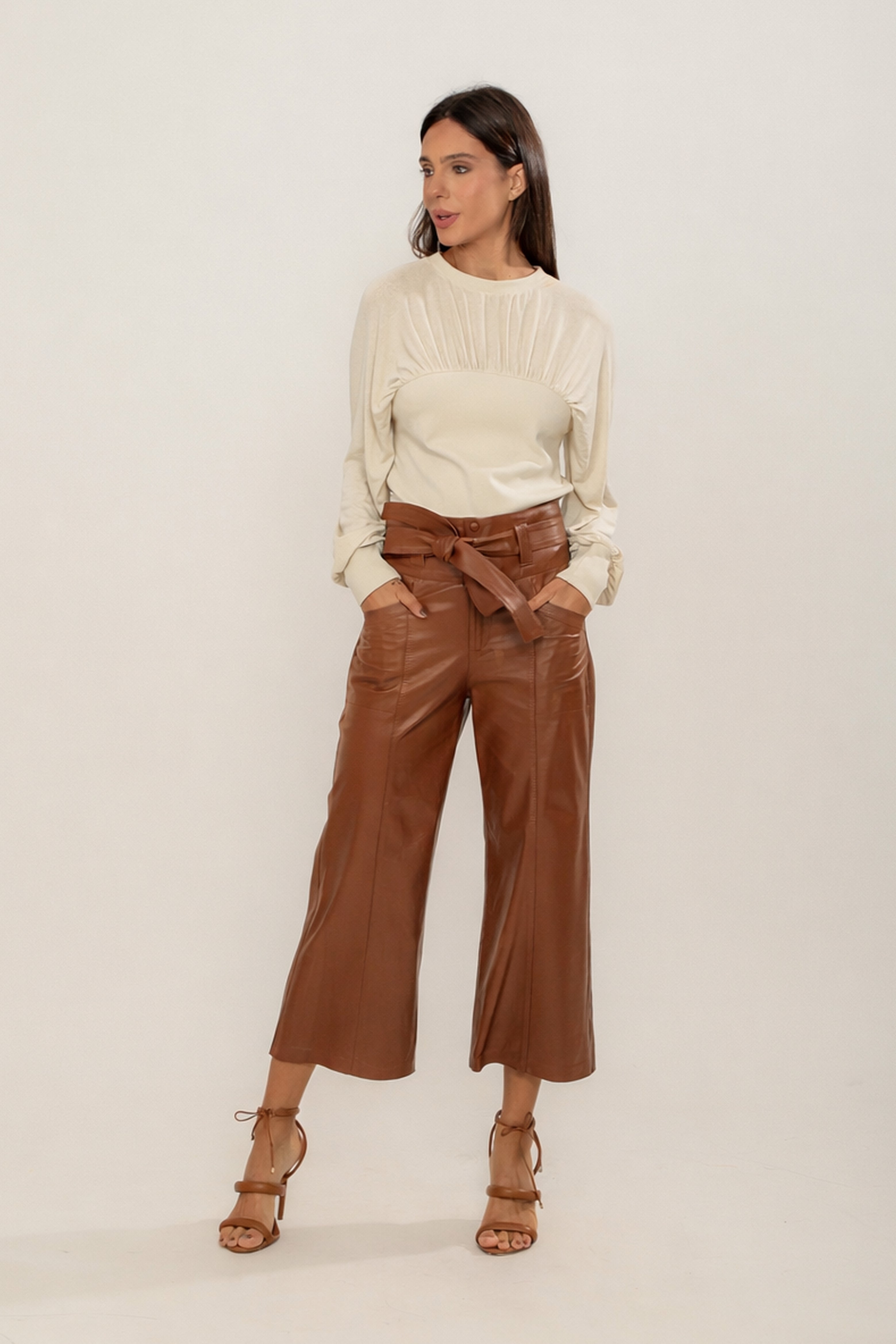 CALÇA PANTACOURT FAIXA CARAMELO