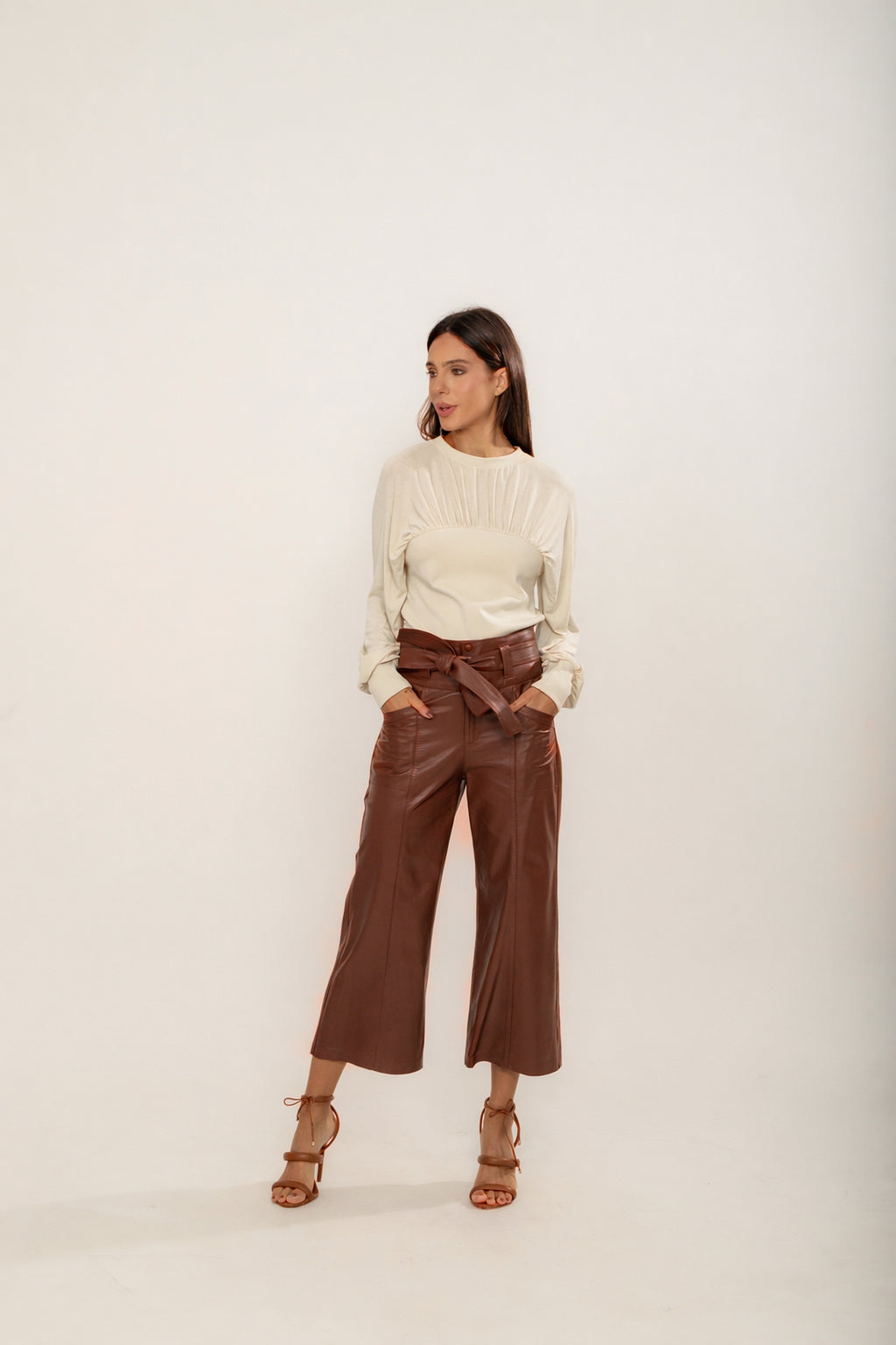 CALÇA PANTACOURT FAIXA MARROM CHOCOLATE