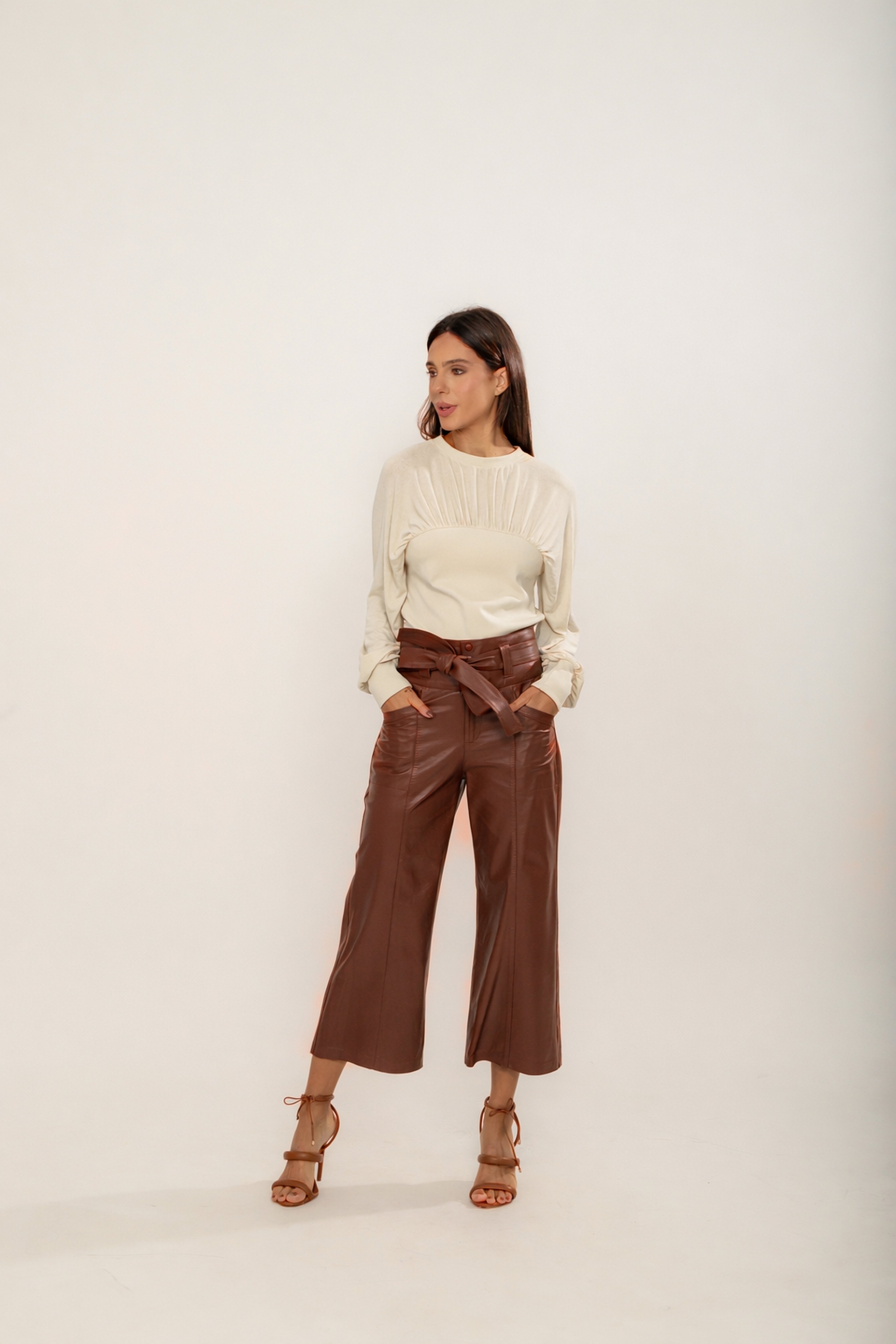 CALÇA PANTACOURT FAIXA MARROM CHOCOLATE