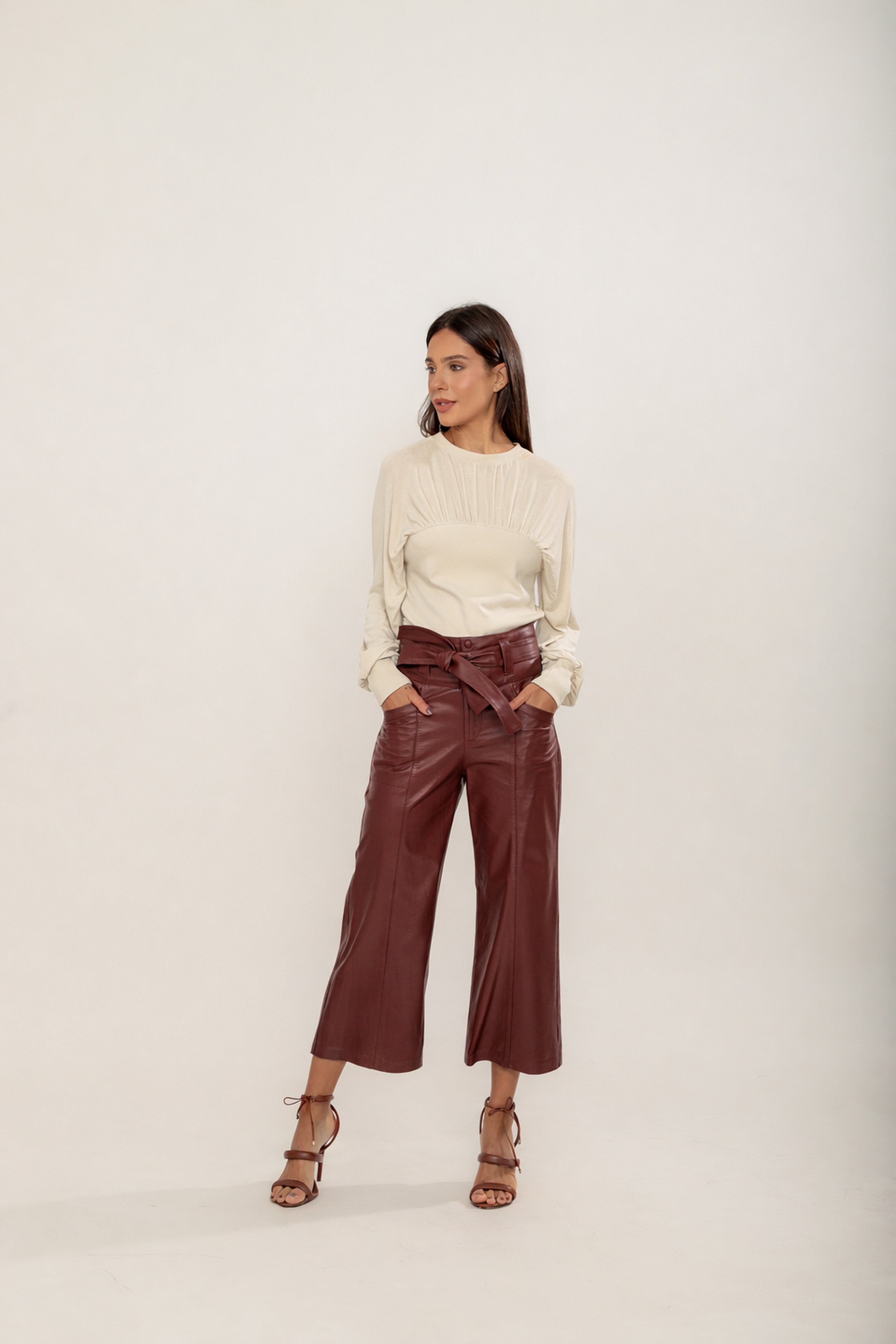 CALÇA PANTACOURT FAIXA MARSALA