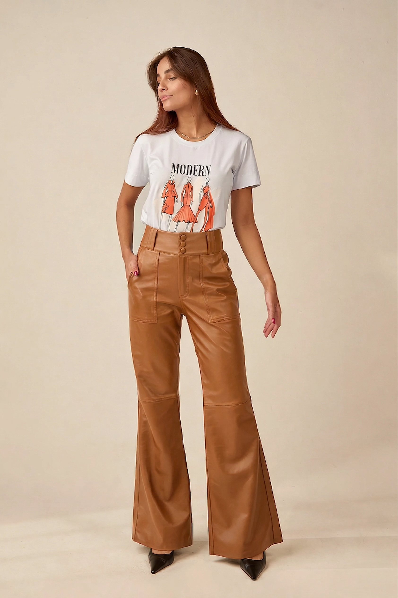 Calça Pantalona Caramelo